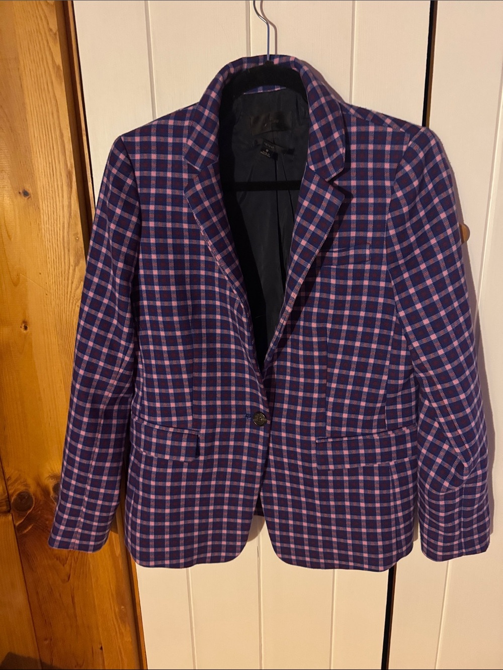 J Crew Plaid Blazer in Purple and Pink